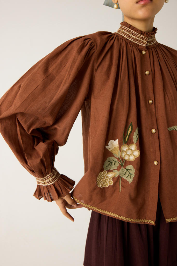 ELSA TOP -RUST cotton by CORD in multi for women in Singapore