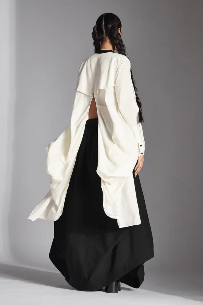 Elva Shirt in Organic Cotton-White cotton by Chola in white color for women in Singapore