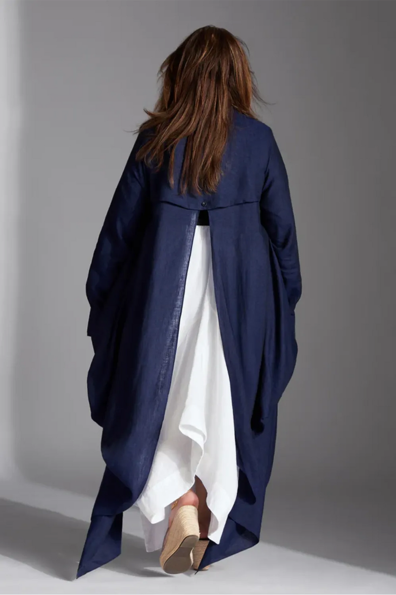 Elva Shirt-Blue linen by Chola in blue color for women in Singapore