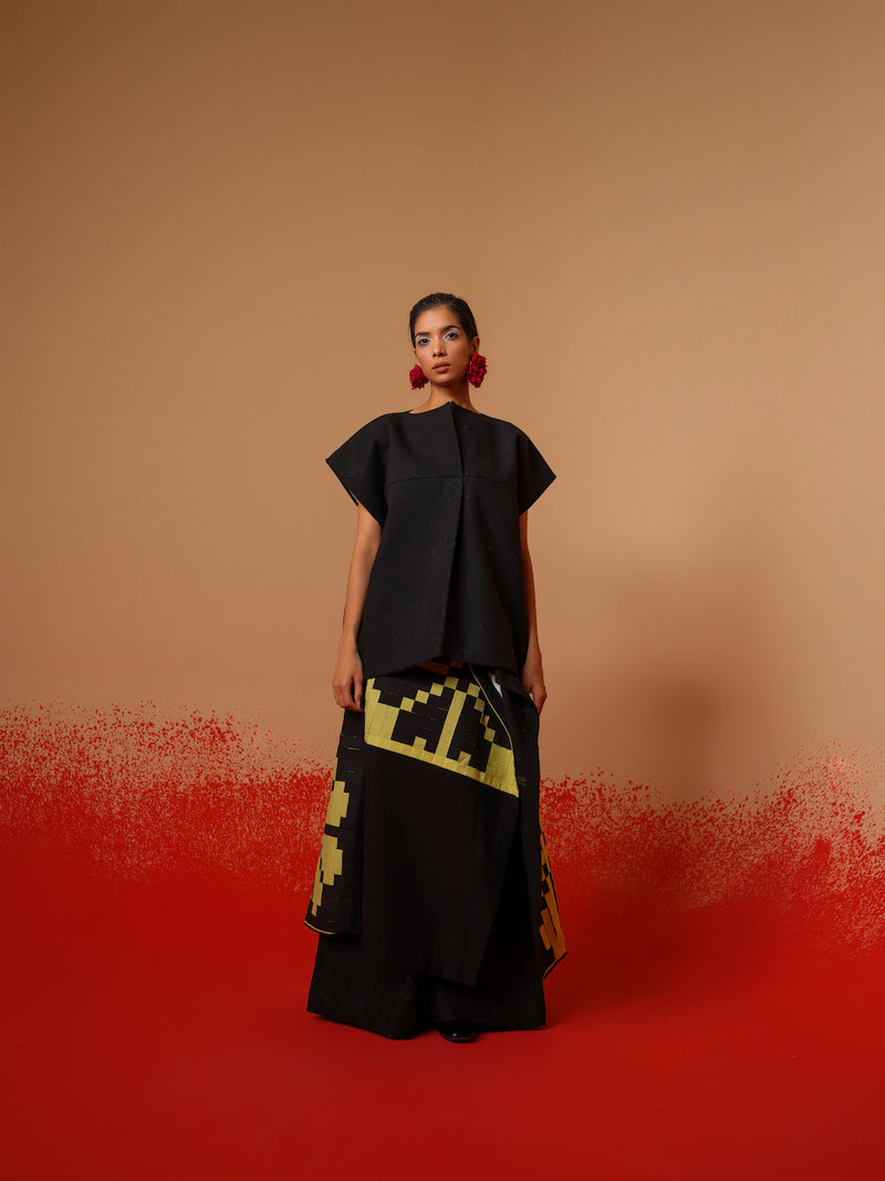 Ember Skirt-Black + Lime 100% cotton skirts by Stoique in black, lime for women in Singapore