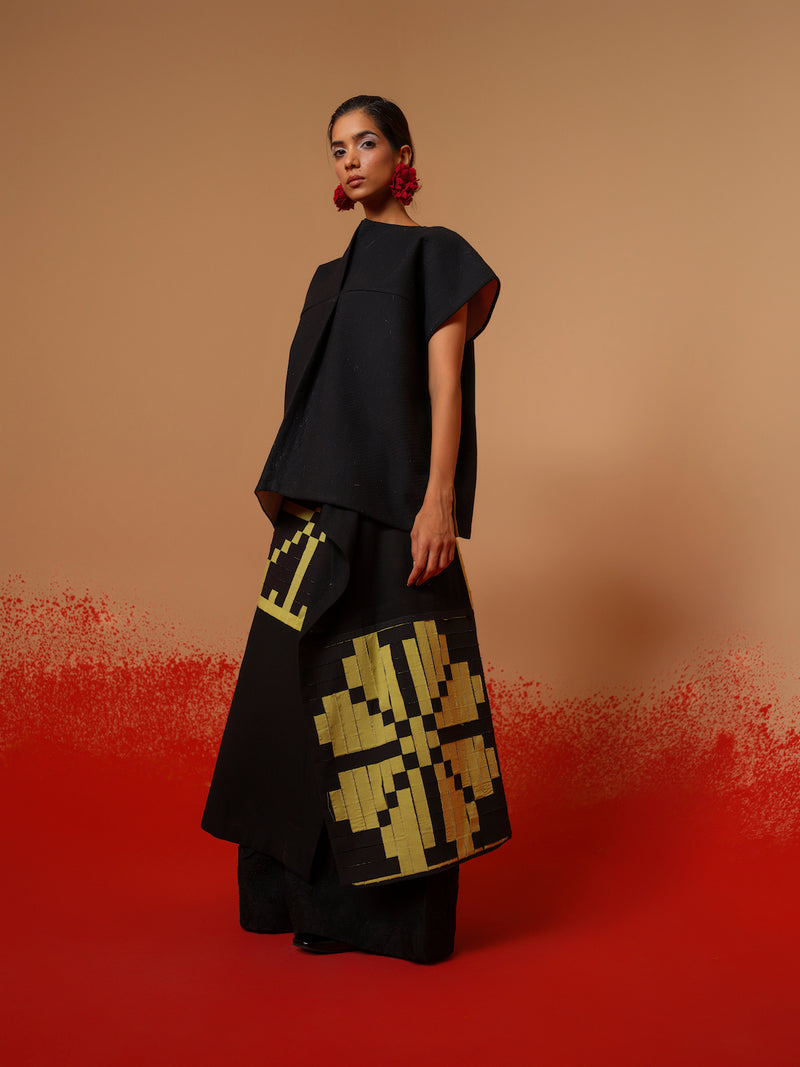 Ember Skirt-Black + Lime 100% cotton skirts by Stoique in black, lime for women in Singapore