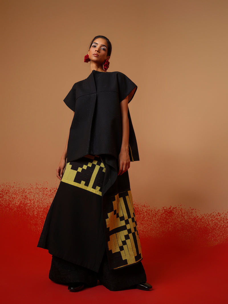 Ember Skirt-Black + Lime 100% cotton skirts by Stoique in black, lime for women in Singapore