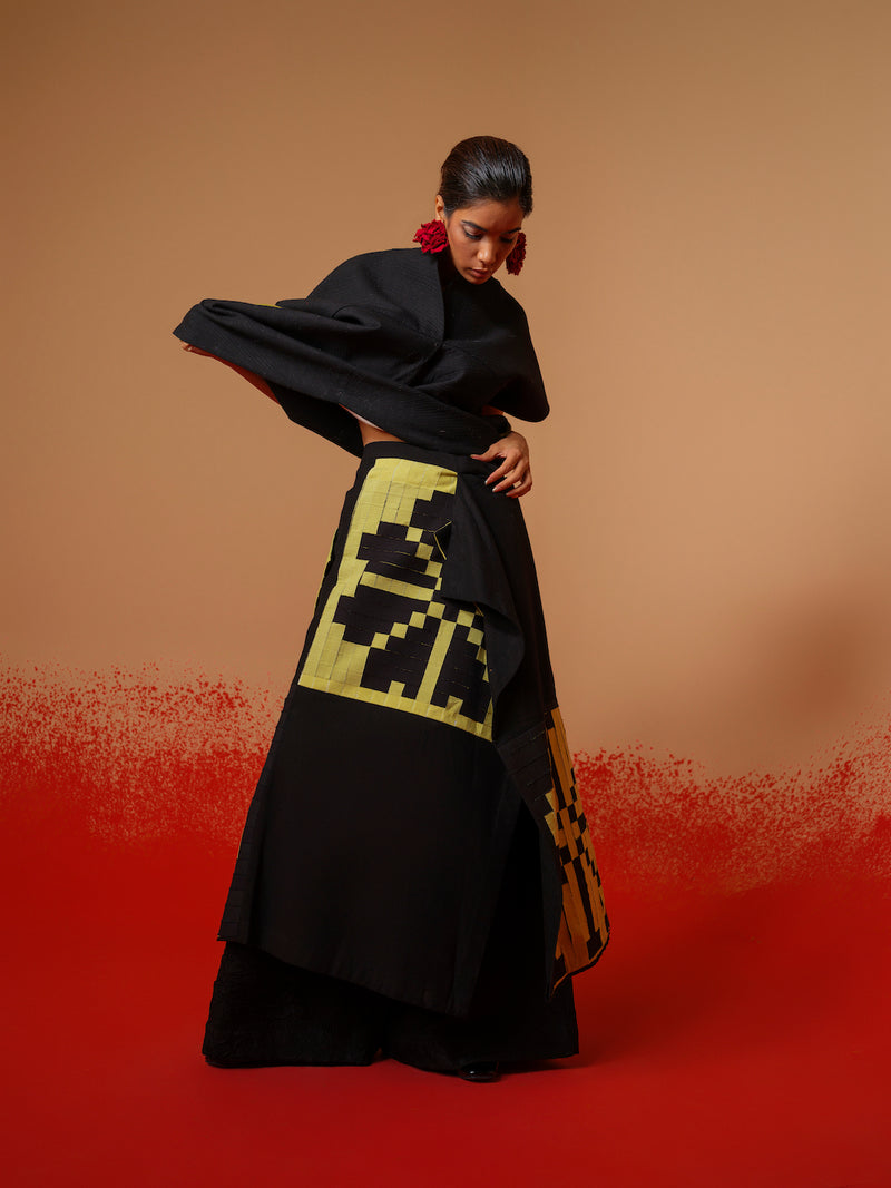 Ember Skirt-Black + Lime 100% cotton skirts by Stoique in black, lime for women in Singapore
