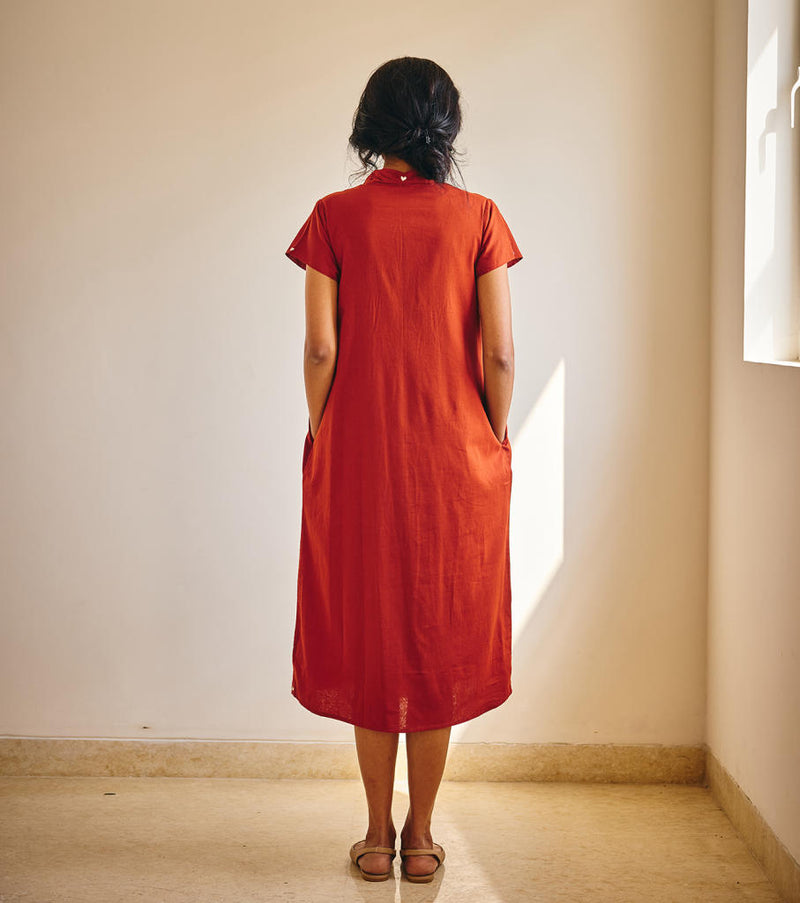 Ember Spirit Midi cotton by Khara Kapas in rust for women in Singapore