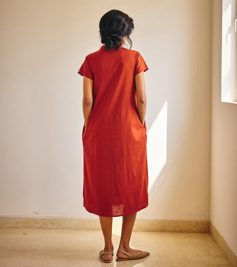 Ember Spirit Midi cotton by Khara Kapas in rust for women in Singapore