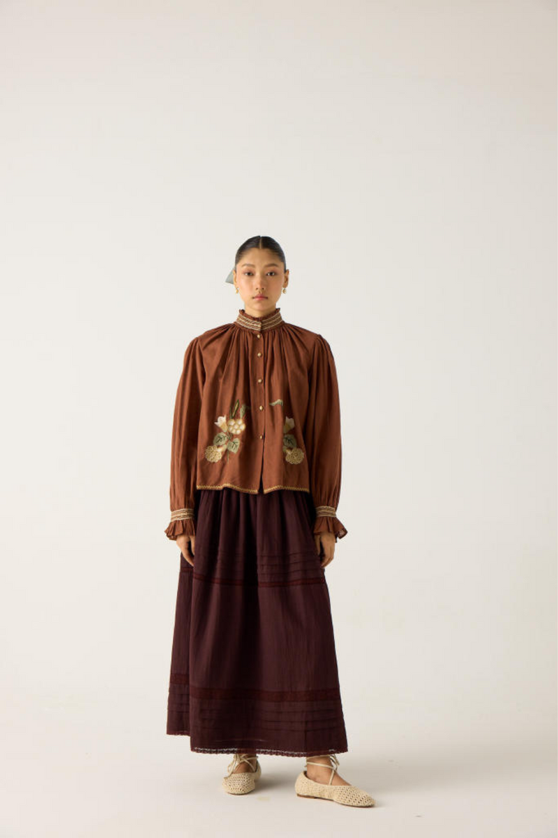 EMILY SKIRT-RUST cotton by CORD in multi for women in Singapore