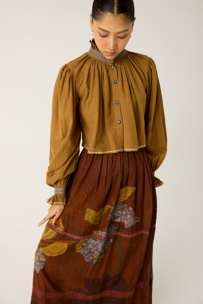 EMILY SKIRT-FOLIAGE cotton by CORD in multi for women in Singapore