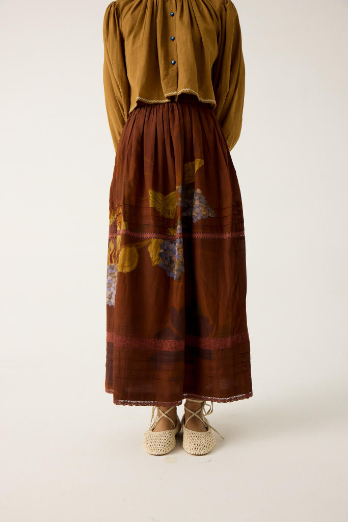 EMILY SKIRT-FOLIAGE cotton by CORD in multi for women in Singapore