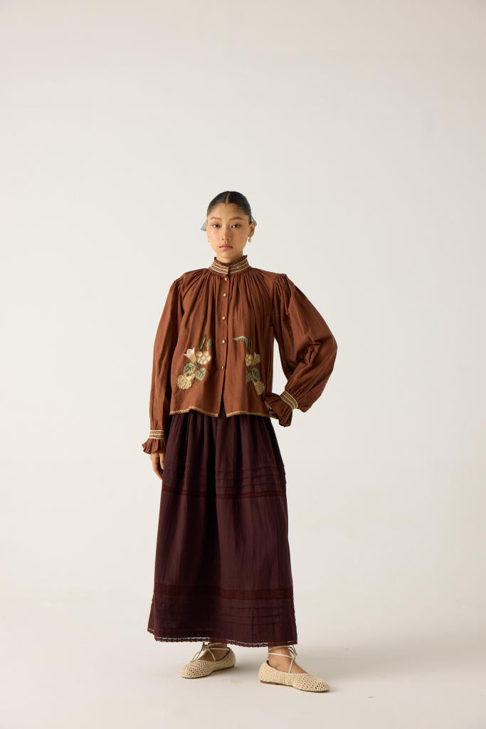 EMILY SKIRT-RUST cotton by CORD in multi for women in Singapore