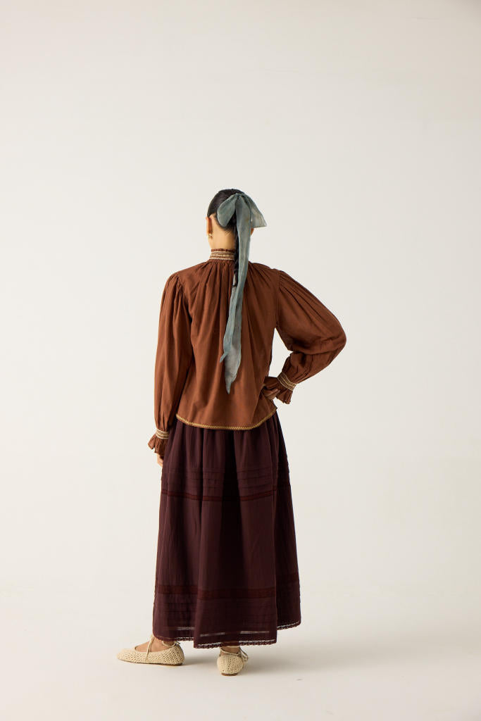 EMILY SKIRT-RUST cotton by CORD in multi for women in Singapore