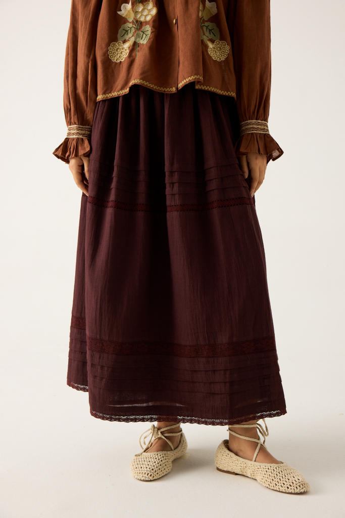 EMILY SKIRT-RUST cotton by CORD in multi for women in Singapore