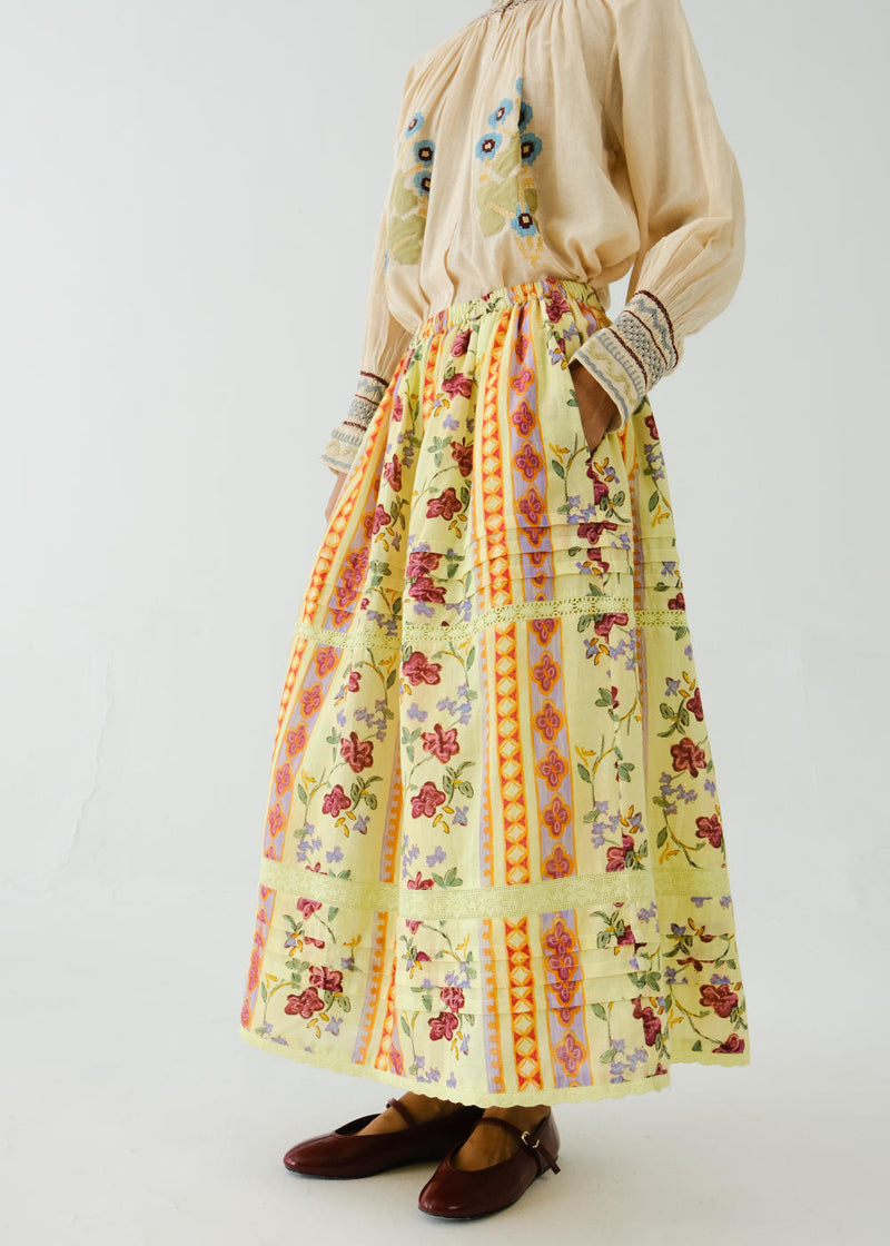 Emily skirt-Folk Bloom linen by CORD for women in Singapore