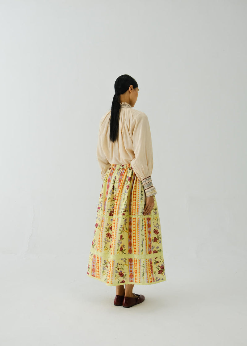 Emily skirt-Folk Bloom linen by CORD for women in Singapore