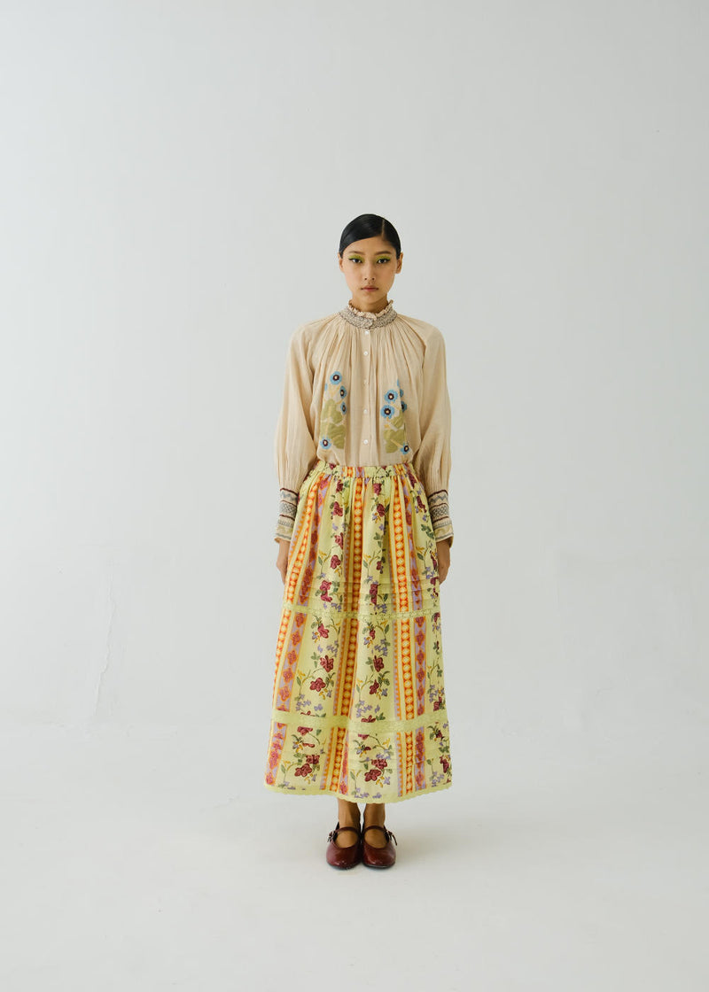 Emily skirt-Folk Bloom linen by CORD for women in Singapore