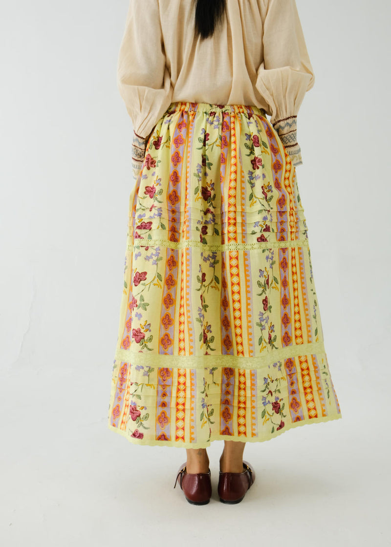 Emily skirt-Folk Bloom linen by CORD for women in Singapore