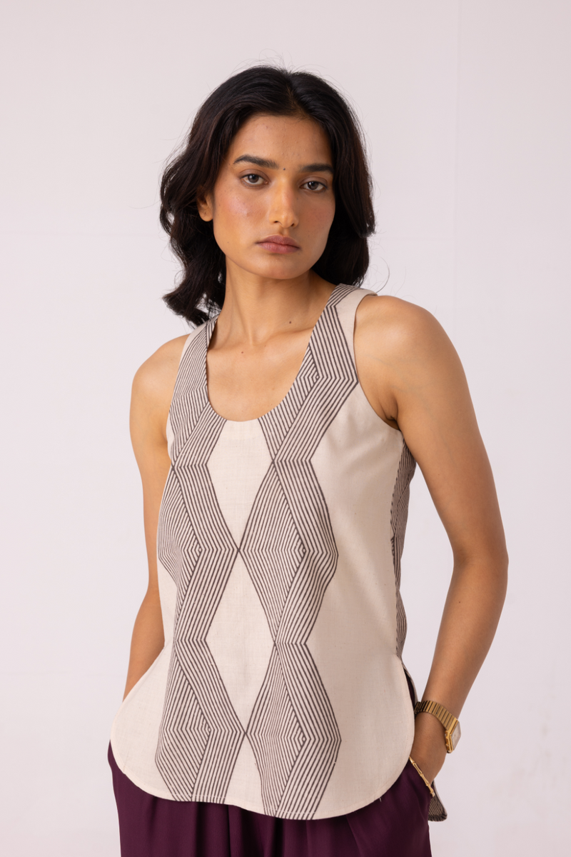 Emma Hand Printed Top cotton by The Summer House for women in Singapore