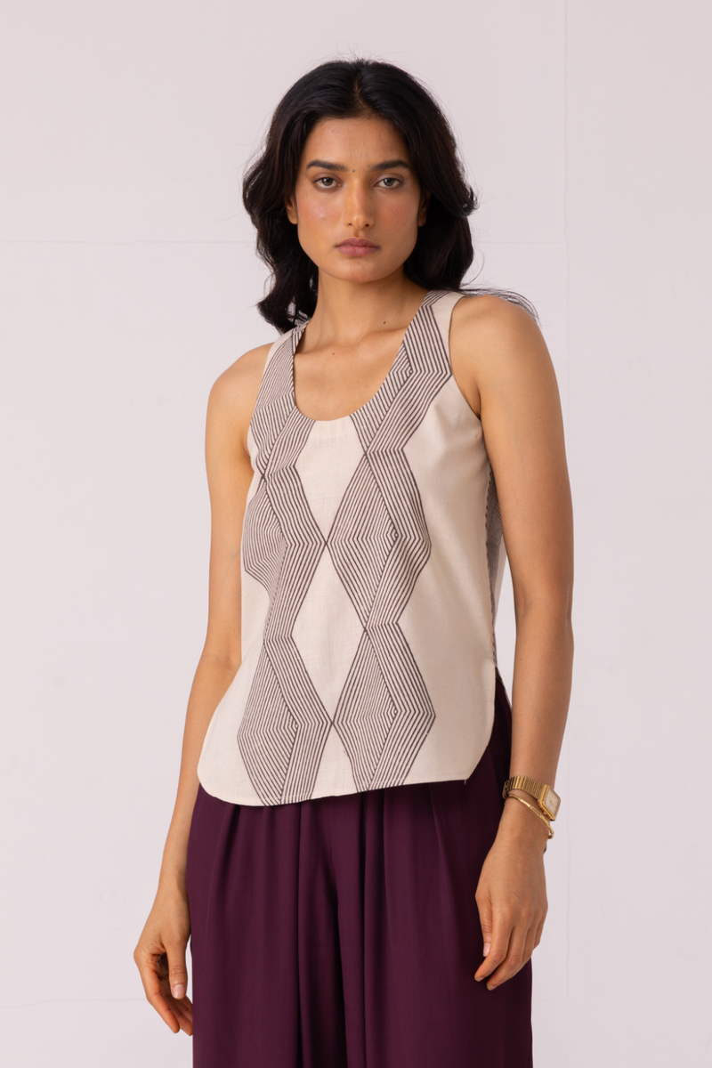 Emma Hand Printed Top cotton by The Summer House for women in Singapore