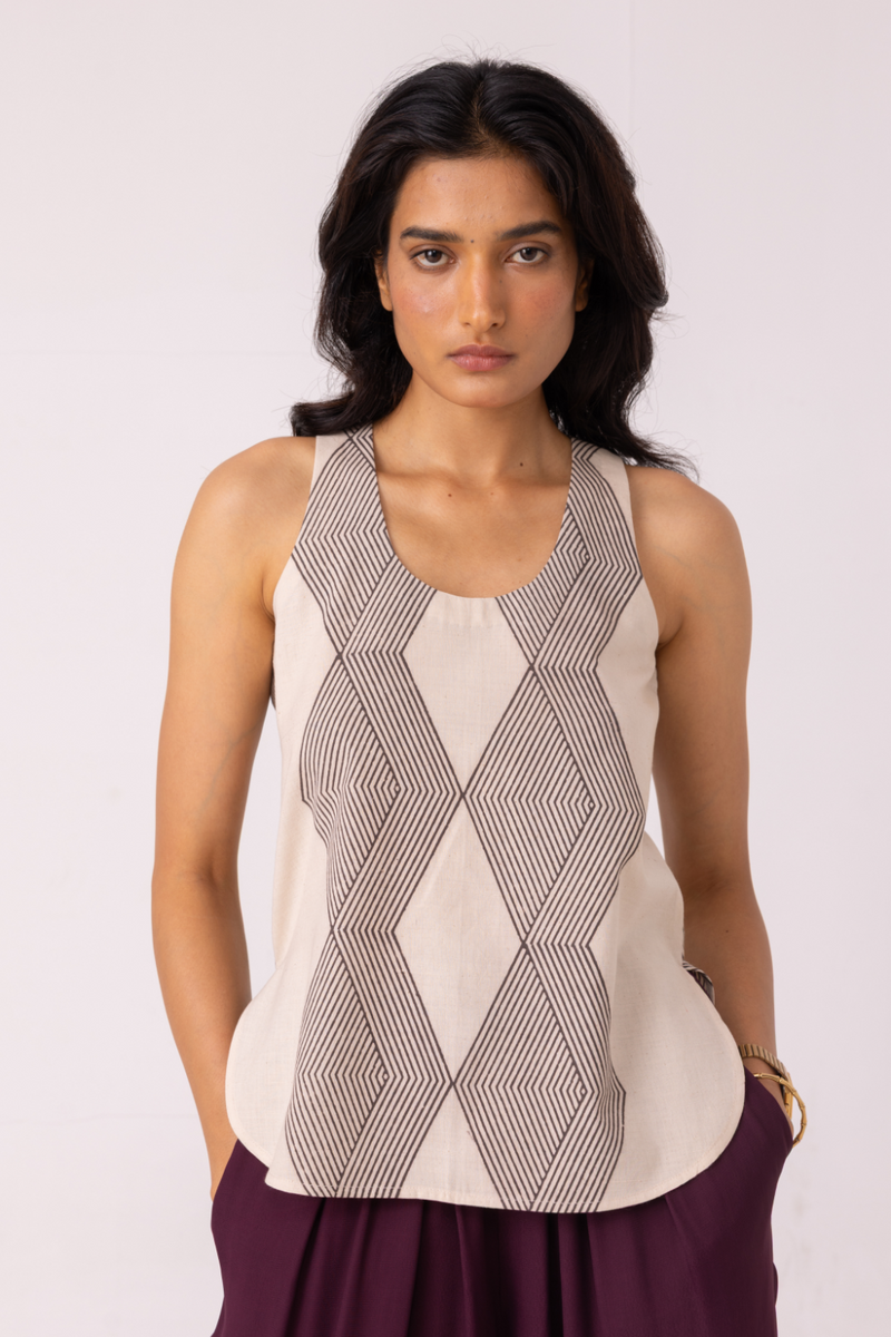 Emma Hand Printed Top cotton by The Summer House for women in Singapore