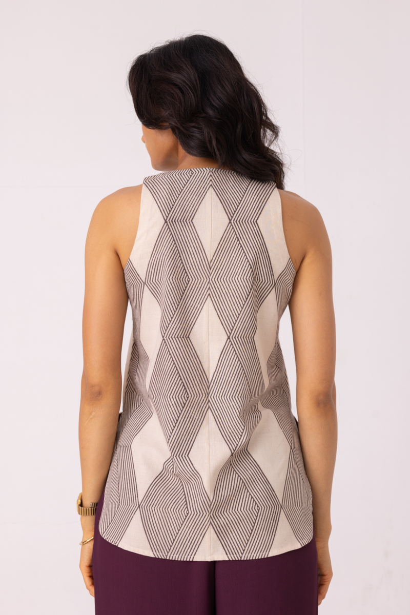Emma Hand Printed Top cotton by The Summer House for women in Singapore