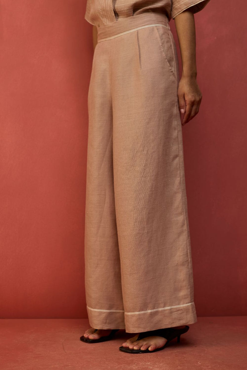 Emma Relaxed Fit Linen Pants - Dusty Rose by Manan for in Singapore