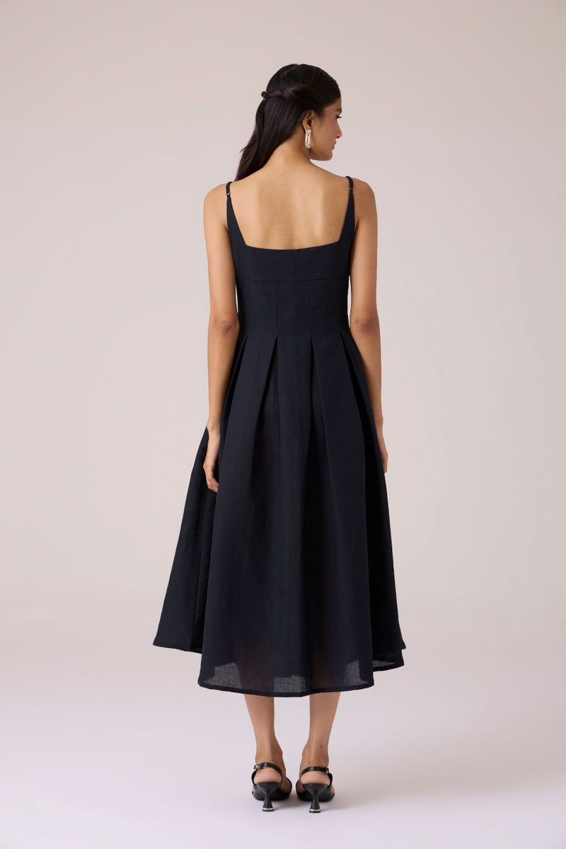 Eos Black Midi Dress cotton by The Summer House in black color for women in Singapore