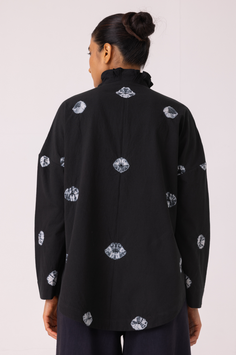 Eowyn Black Bandhani Handwoven Shirt cotton by The Summer House for women in Singapore