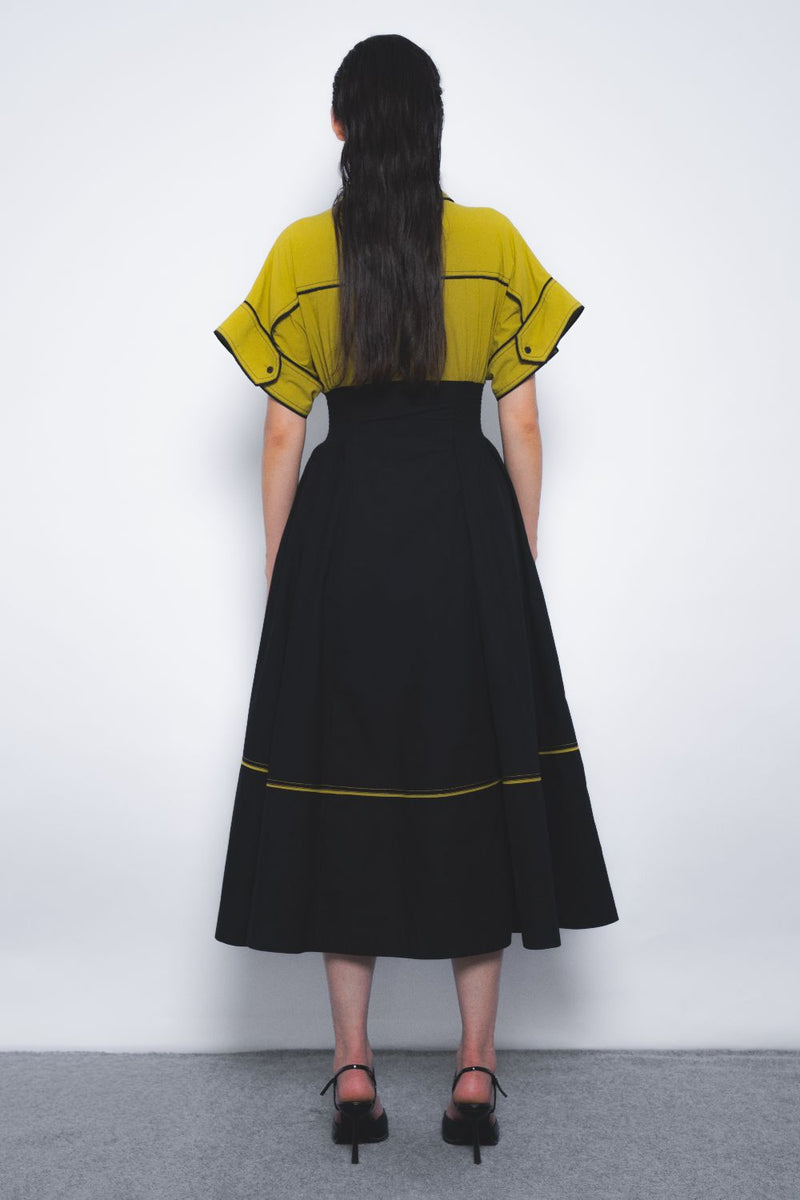 Esther Dress - Mustard and Black cotton Buy Esther Dress - Mustard and Black from C&W | Dresses for Women by Leh Studios in multi color for women in Singapore