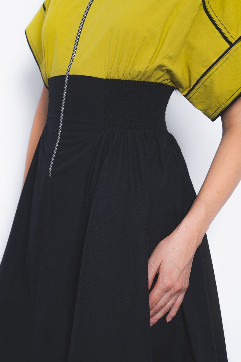 Esther Dress - Mustard and Black cotton Buy Esther Dress - Mustard and Black from C&W | Dresses for Women by Leh Studios in multi color for women in Singapore