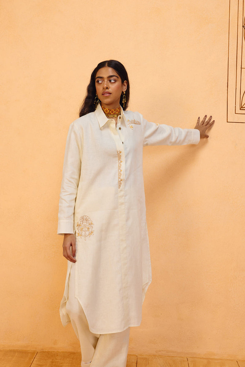 Eternal Linen Kurta linen kurta/kurta set by SUI in off-white for women in Singapore