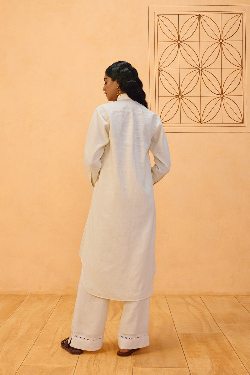 Eternal Linen Kurta linen kurta/kurta set by SUI in off-white for women in Singapore