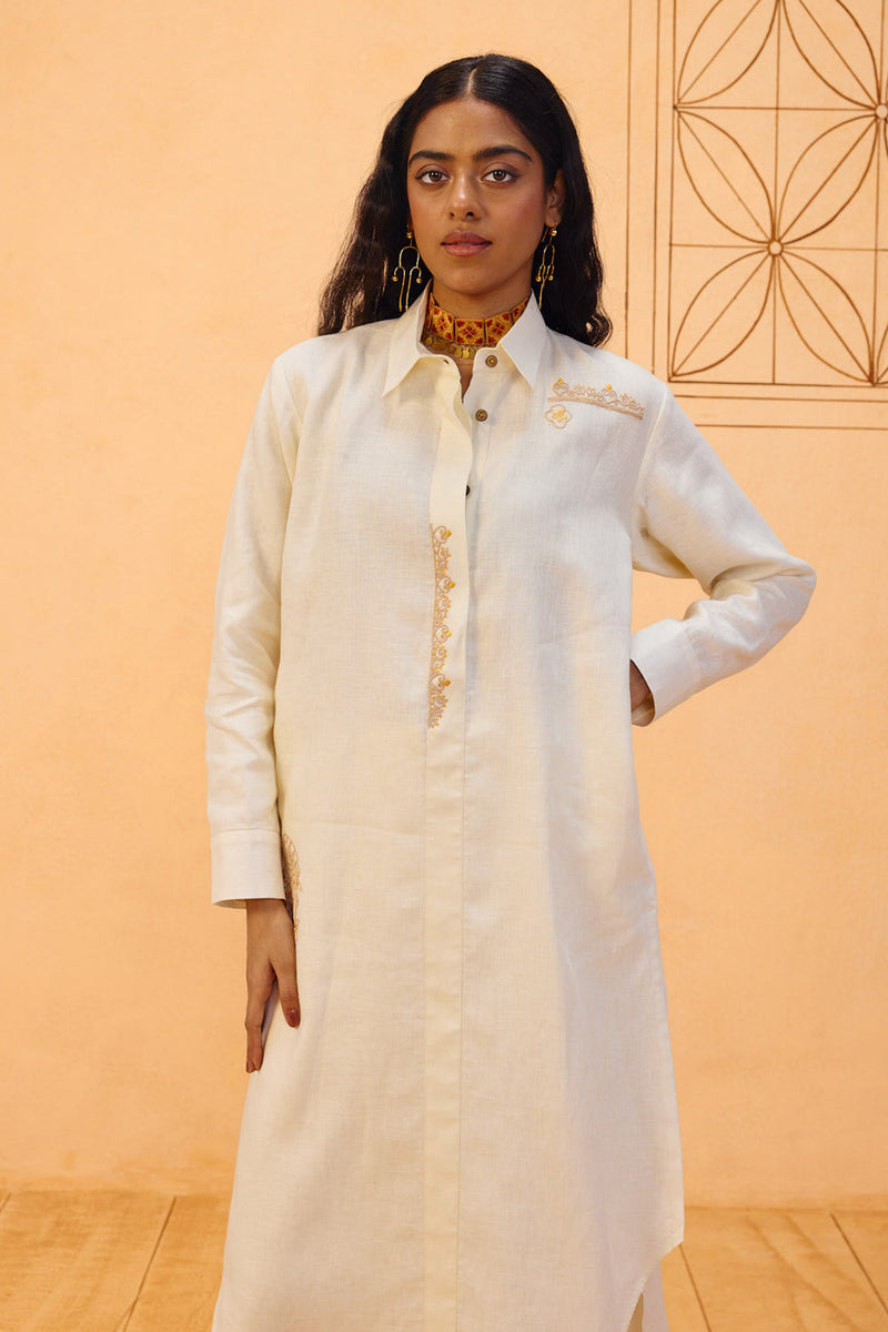 Eternal Linen Kurta linen kurta/kurta set by SUI in off-white for women in Singapore