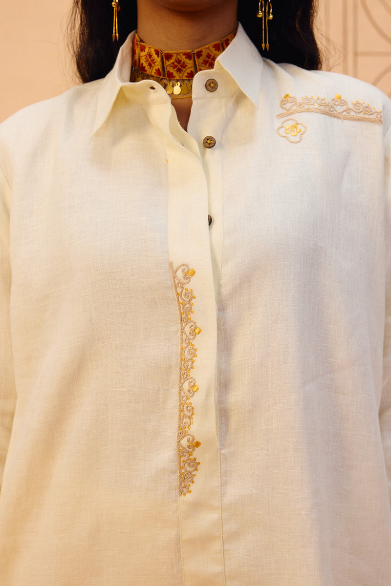 Eternal Linen Kurta linen kurta/kurta set by SUI in off-white for women in Singapore