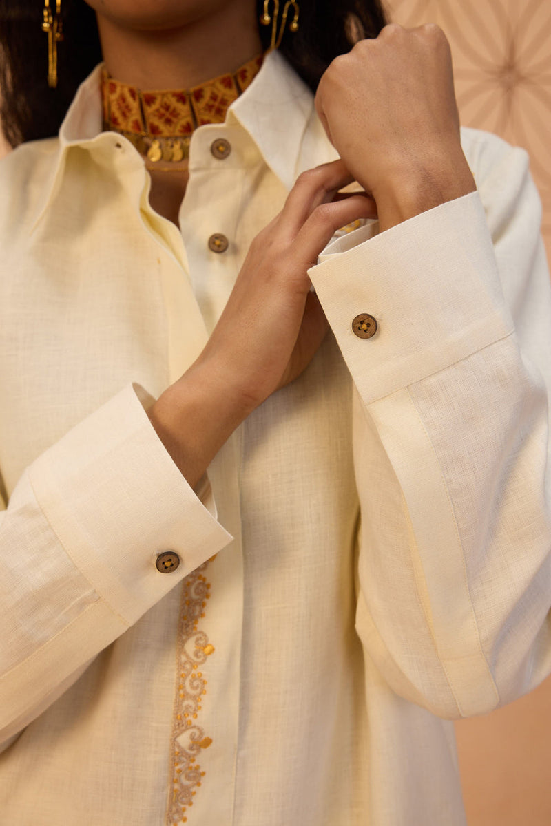 Eternal Linen Kurta linen kurta/kurta set by SUI in off-white for women in Singapore