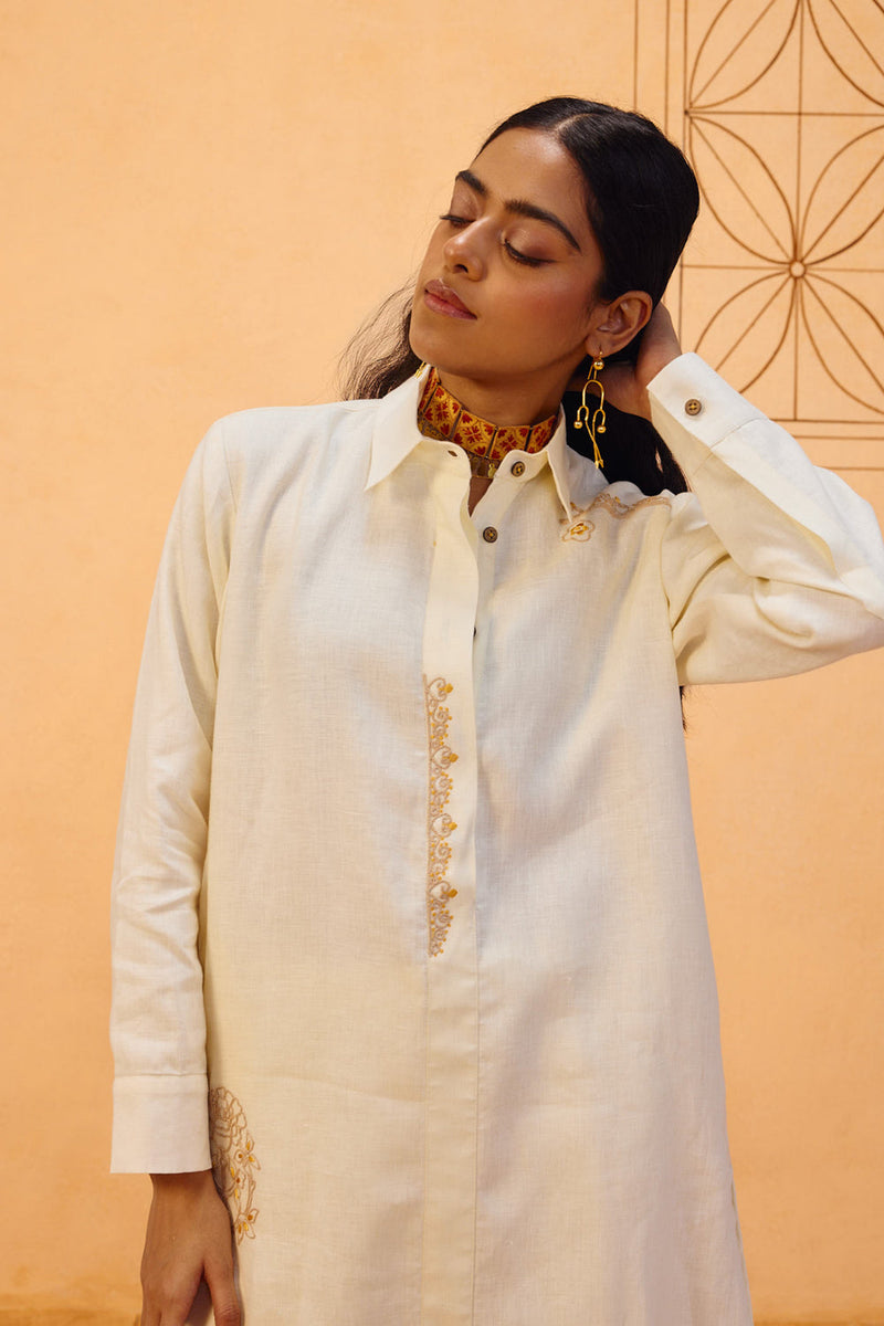 Eternal Linen Kurta linen kurta/kurta set by SUI in off-white for women in Singapore