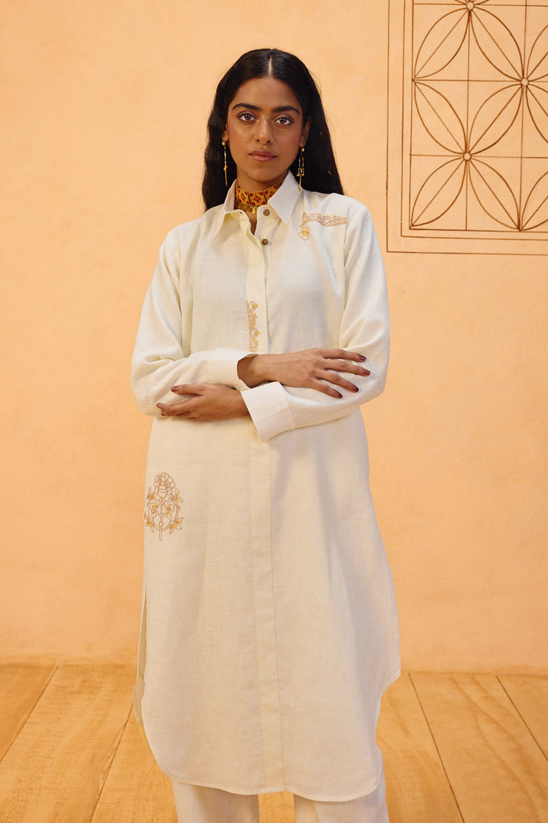 Eternal Linen Kurta linen kurta/kurta set by SUI in off-white for women in Singapore