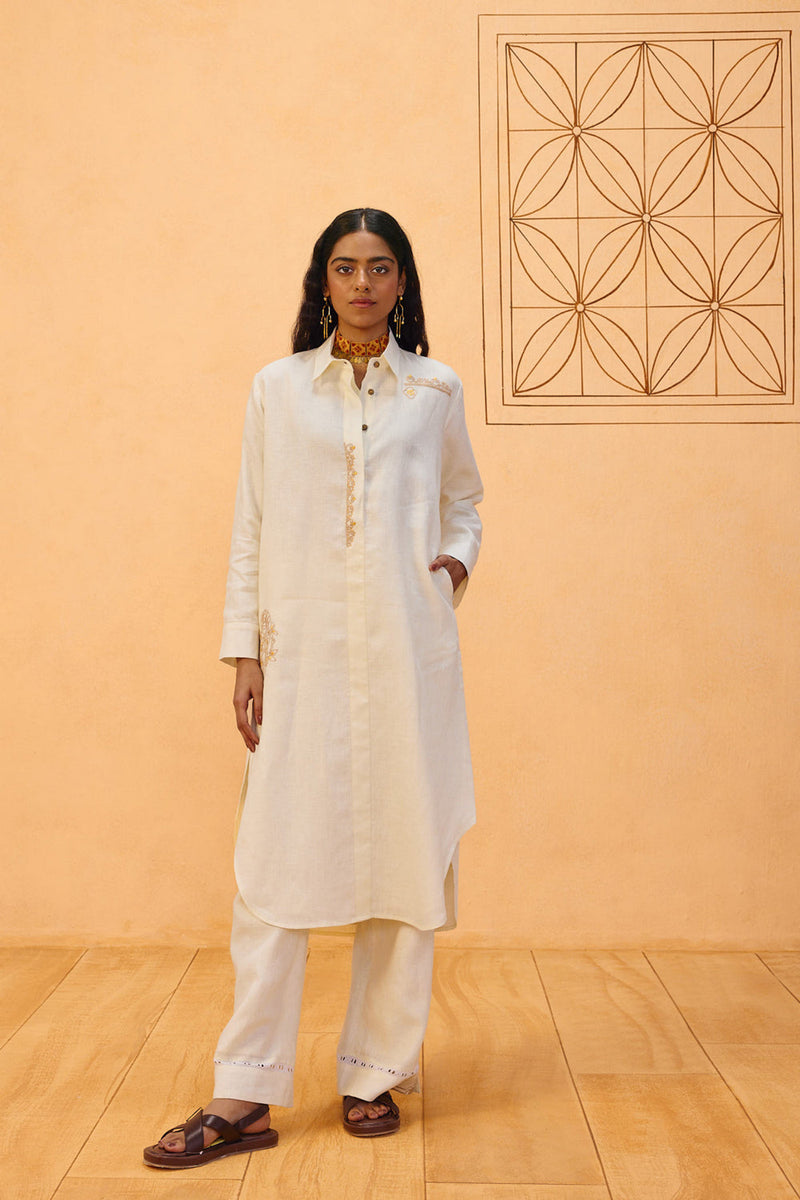 Eternal Linen Kurta linen kurta/kurta set by SUI in off-white for women in Singapore