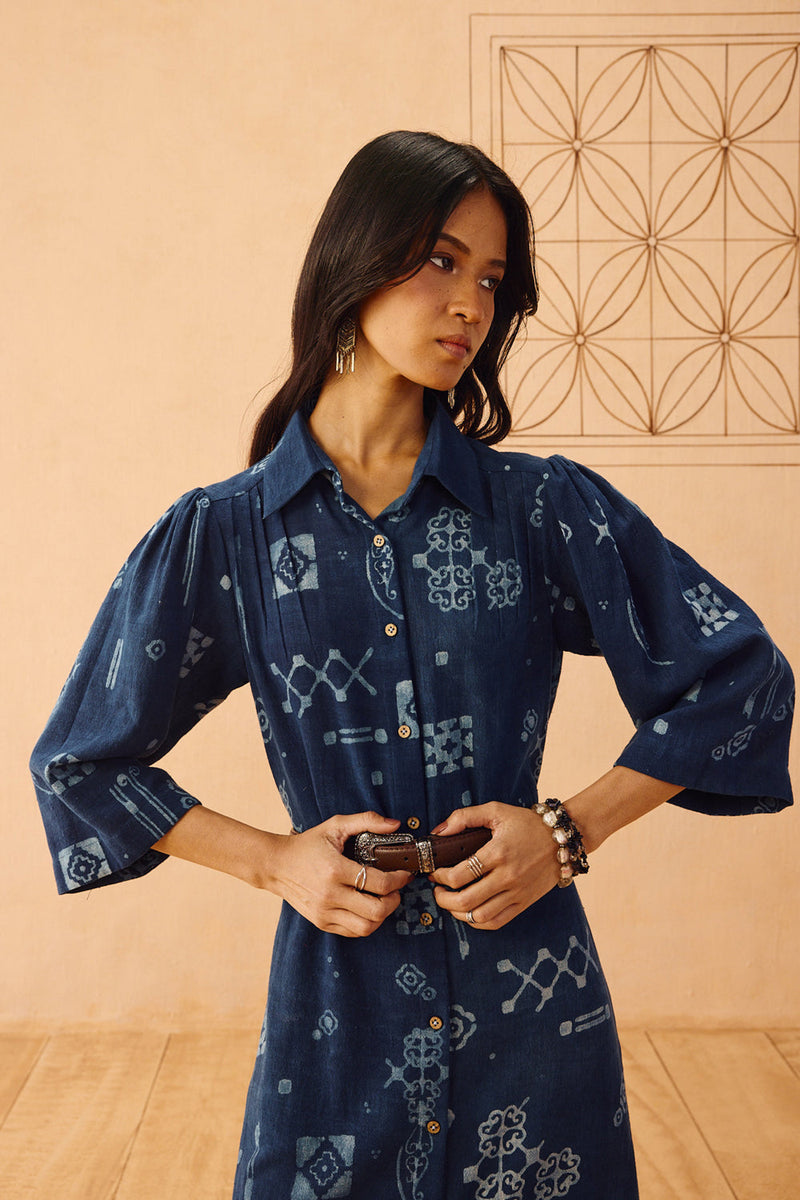 Everyday Heirloom Handspun Handwoven Organic Cotton Maxi Dress organic cotton dress by SUI in indigo for women in Singapore