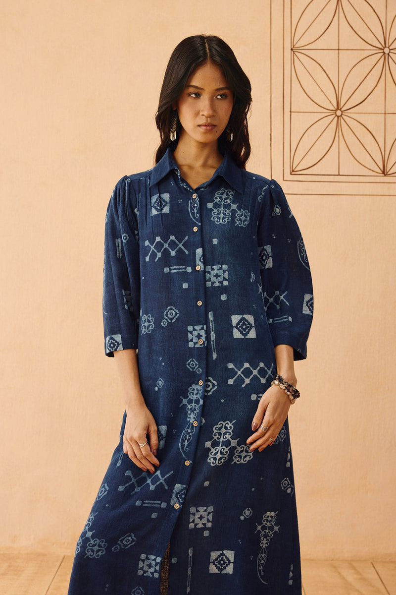 Everyday Heirloom Handspun Handwoven Organic Cotton Maxi Dress organic cotton dress by SUI in indigo for women in Singapore