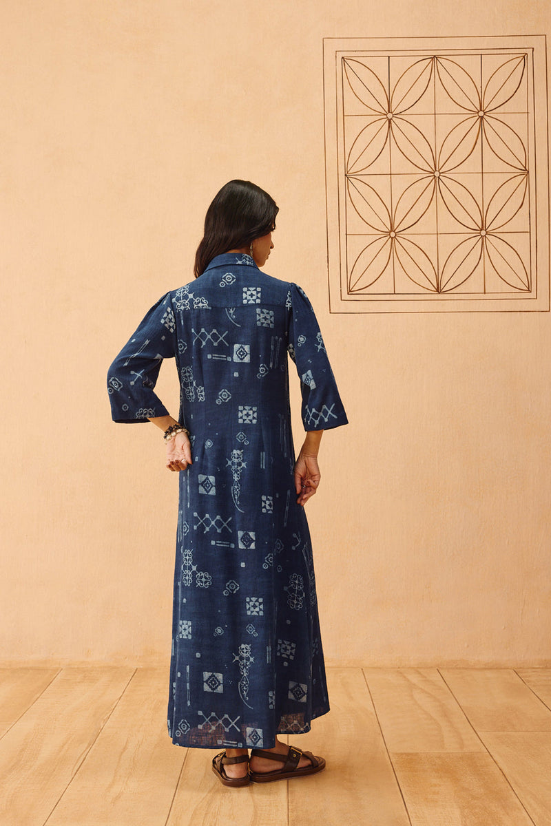Everyday Heirloom Handspun Handwoven Organic Cotton Maxi Dress organic cotton dress by SUI in indigo for women in Singapore