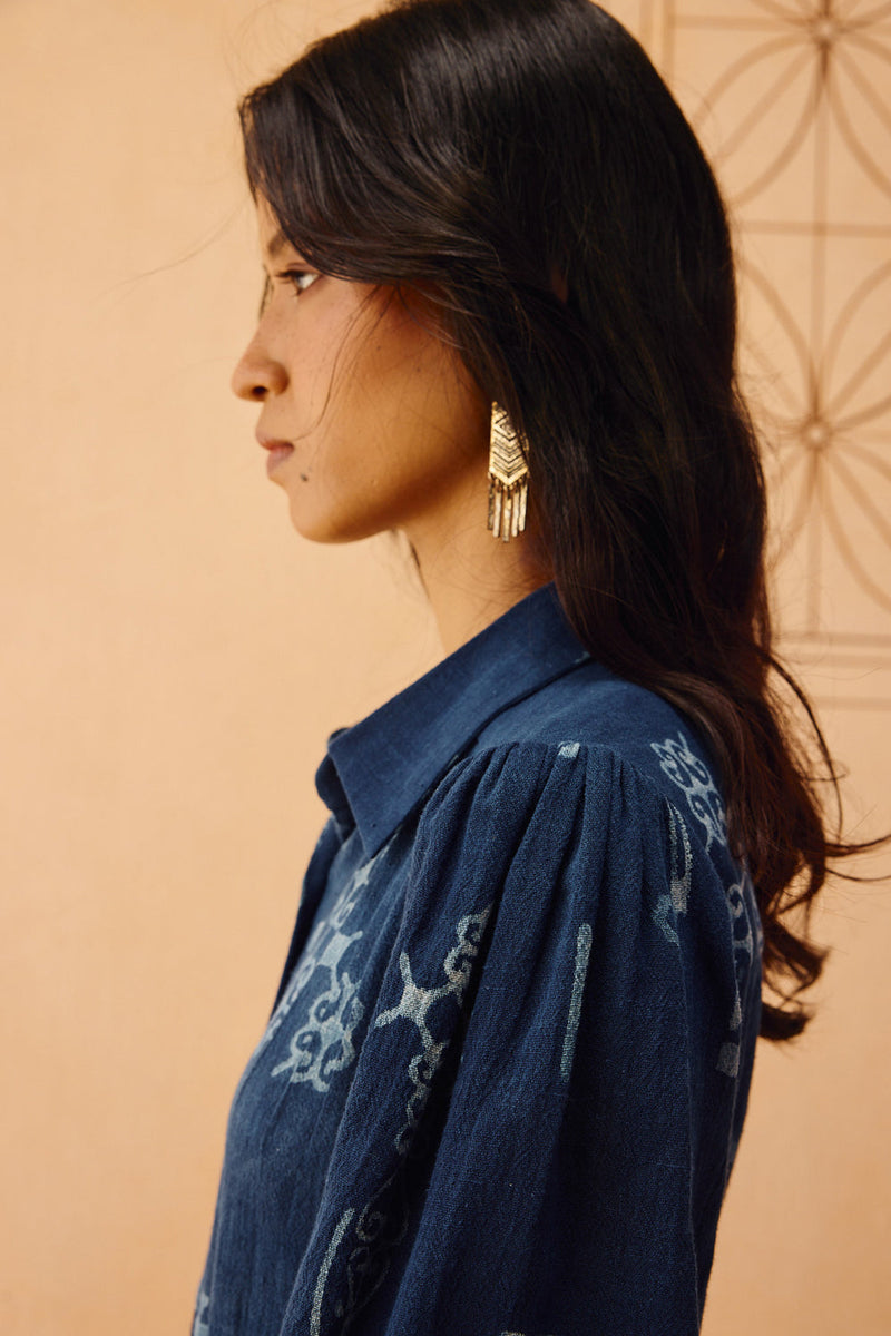 Everyday Heirloom Handspun Handwoven Organic Cotton Maxi Dress organic cotton dress by SUI in indigo for women in Singapore
