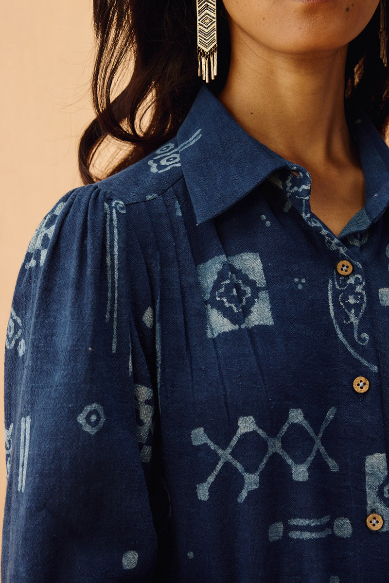 Everyday Heirloom Handspun Handwoven Organic Cotton Maxi Dress organic cotton dress by SUI in indigo for women in Singapore