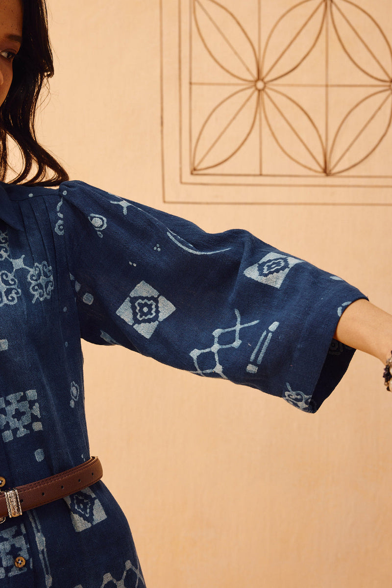 Everyday Heirloom Handspun Handwoven Organic Cotton Maxi Dress organic cotton dress by SUI in indigo for women in Singapore