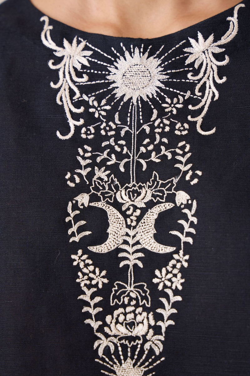 Evora Black Embroidered Top cotton by The Summer House in black color for women in Singapore
