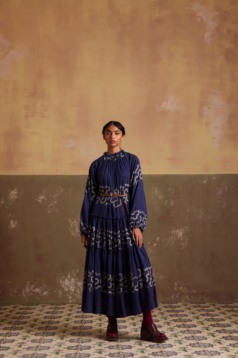 Ezra Dress-Indigo Spiral cotton by CORD for women in Singapore