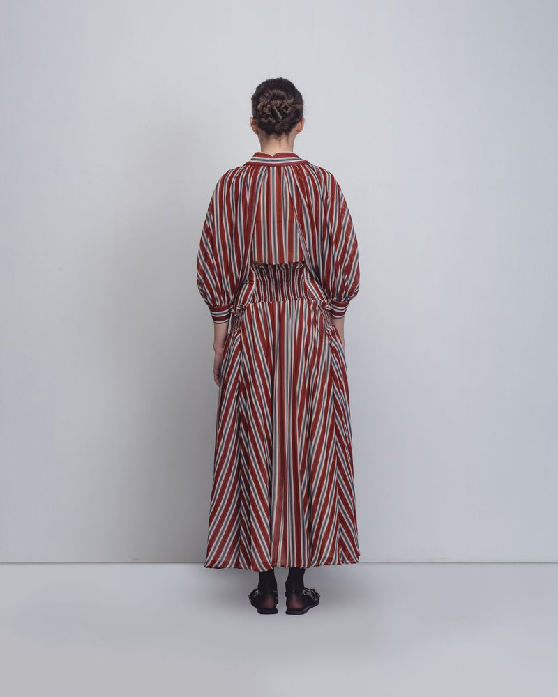 Farah Dress - Rust / Black / Off - White Stripes Buy Farah Dress - Rust / Black / Off - White Stripes from C&W | Dresses for Women by Leh Studios in rust color for women in Singapore