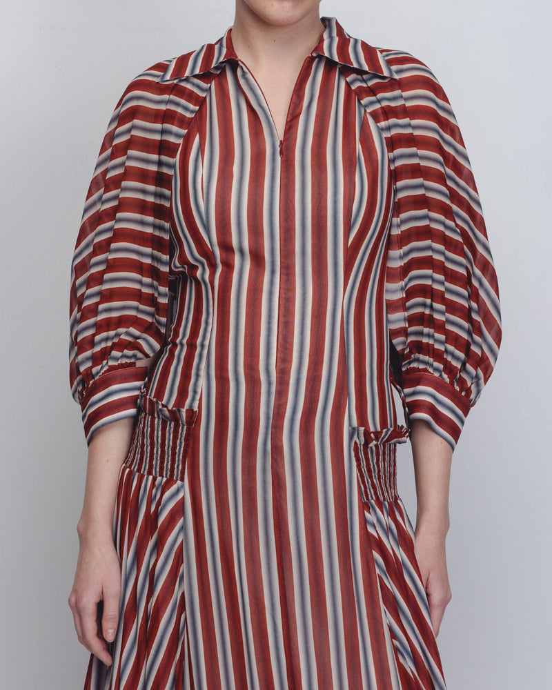 Farah Dress - Rust / Black / Off - White Stripes Buy Farah Dress - Rust / Black / Off - White Stripes from C&W | Dresses for Women by Leh Studios in rust color for women in Singapore