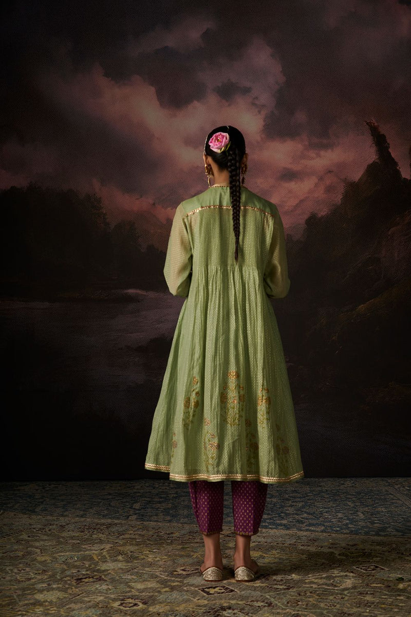 FARIHA KURTA chanderi by SWATTI KAPOOR in green color for women in Singapore