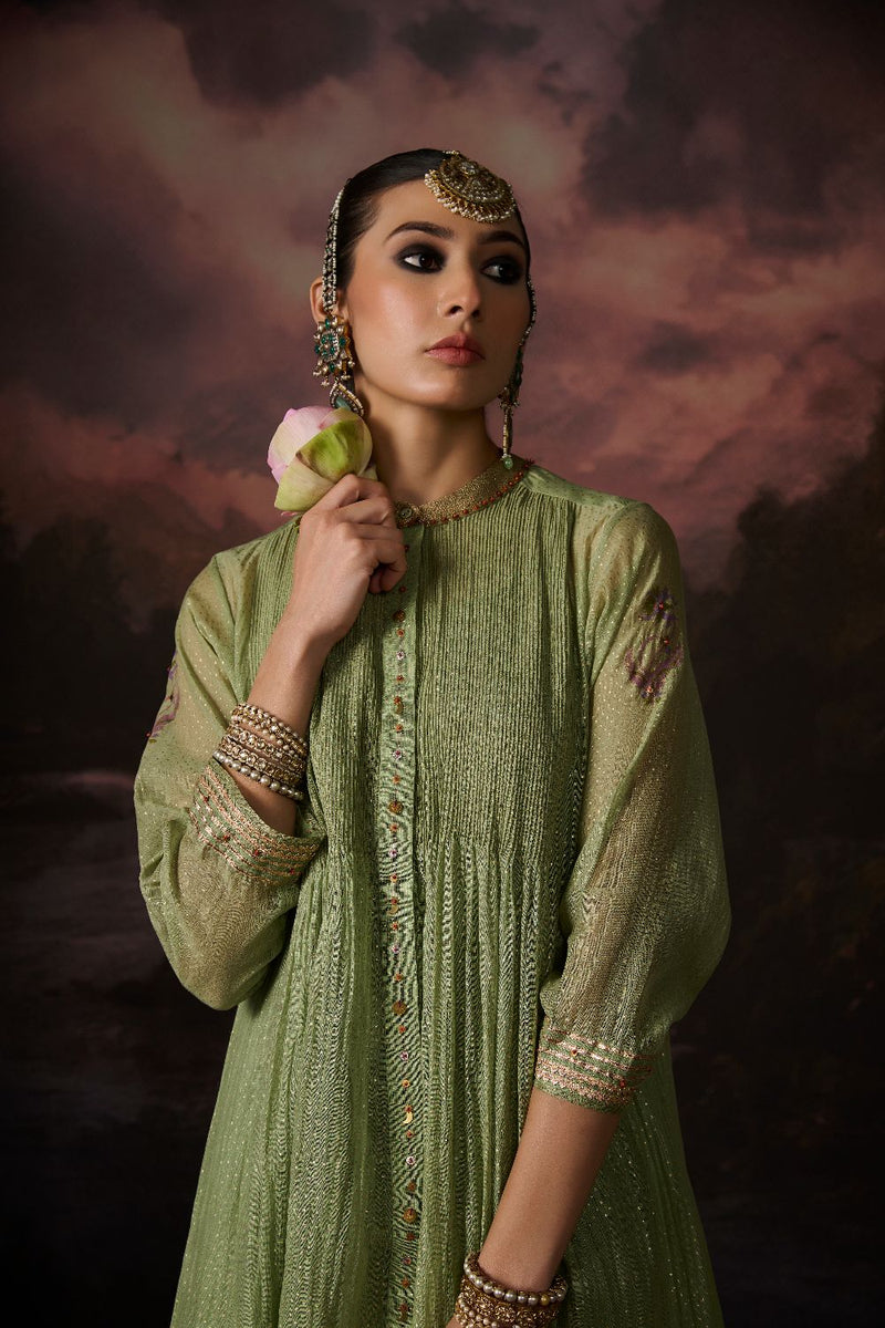 FARIHA KURTA chanderi by SWATTI KAPOOR in green color for women in Singapore
