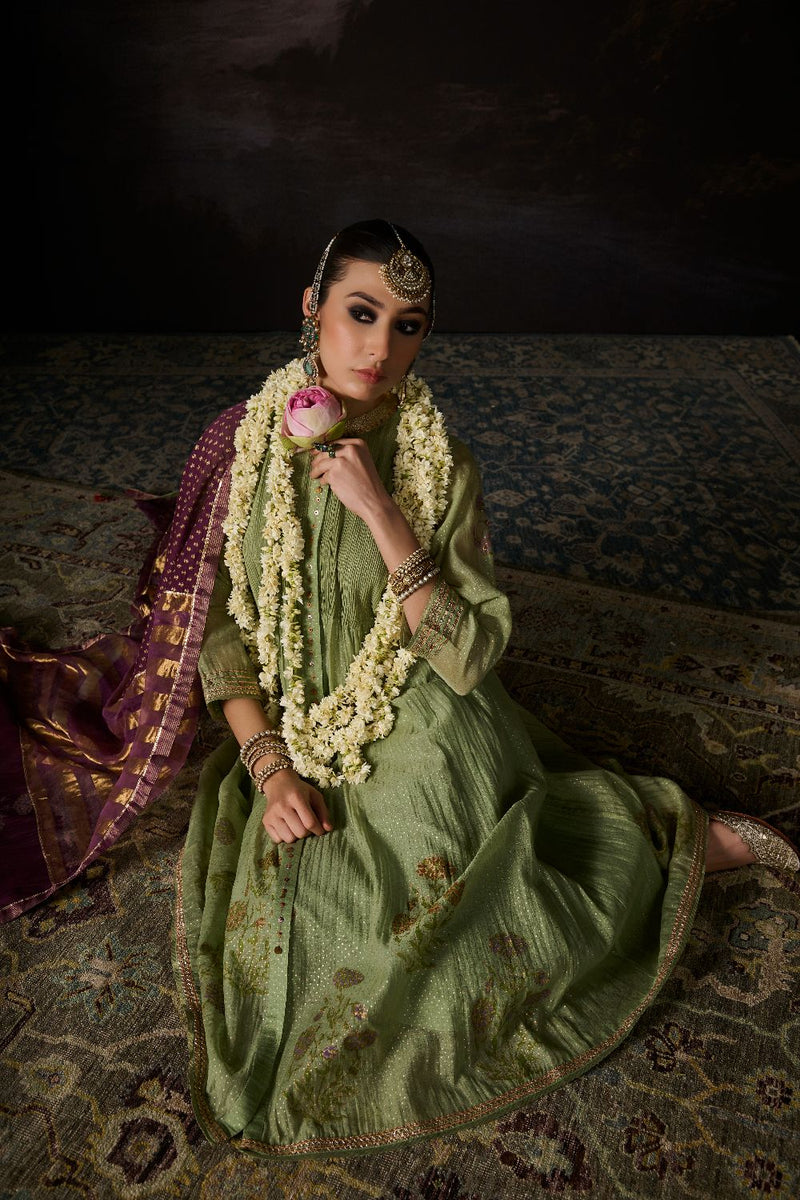 FARIHA KURTA chanderi by SWATTI KAPOOR in green color for women in Singapore