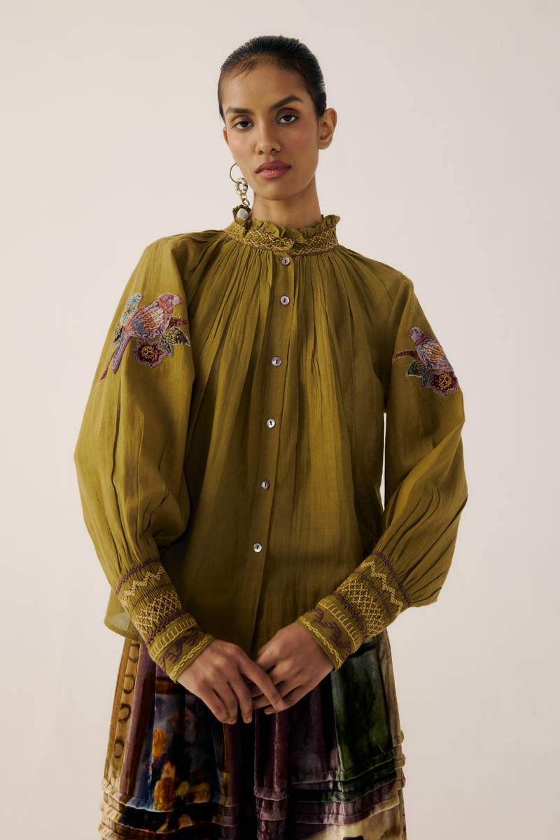 FARMER TOP-Parrot Emb. cotton by CORD for women in Singapore